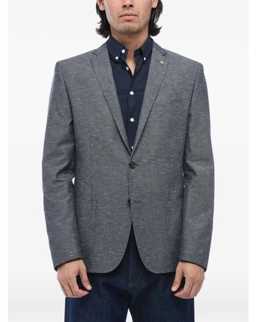 Corneliani Gray Single-Breasted Cotton Blazer for men