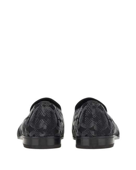 Ferragamo Blue Gancini-Pattern Moccasins for men