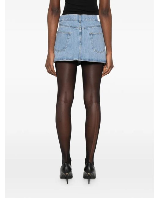 Coperni Blue Asymmetrical Denim Skirt With Button Detail