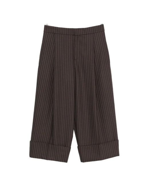 Elisabetta Franchi Gray Pinstripe-Pattern Cuffed Trousers