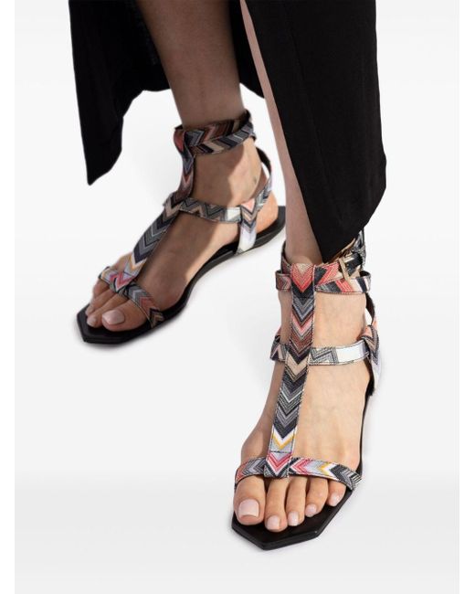 Missoni Black Zigzag-woven Caged Sandals