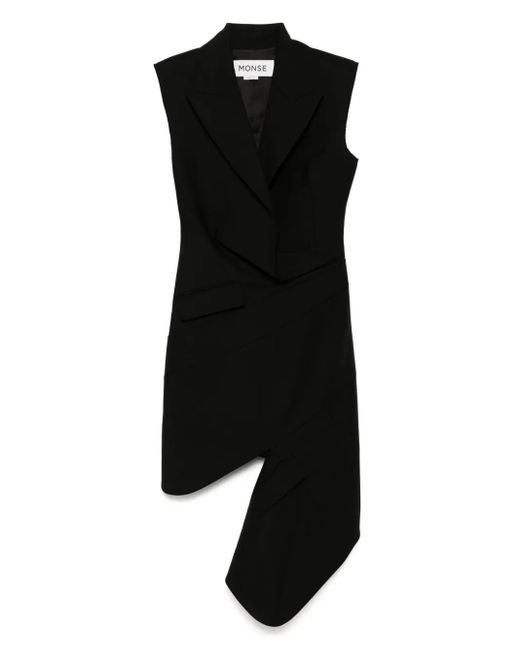 Monse Black Tailored Asymmetrical-Hem Dress