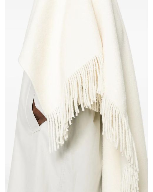 Totême  White Fringe-Detailing Scarf