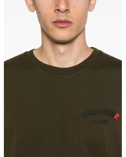 DSquared² Green Rubber-Logo T-Shirt for men