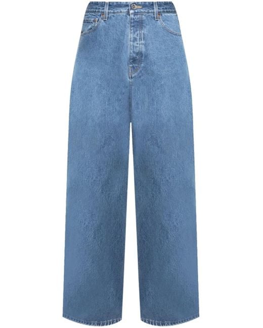 Vetements Blue Logo-Stitch Wide-Leg Jeans