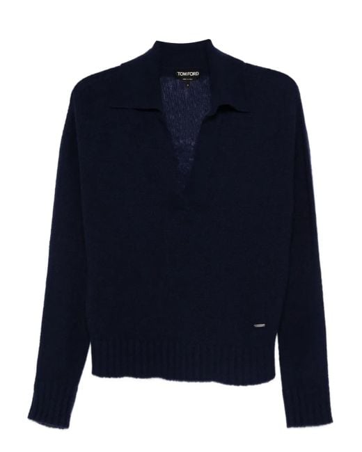 Maglione Con Scollo A V di Tom Ford in Blue