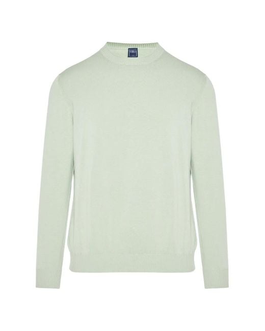 Fedeli Green Crew-Neck Long-Sleeved Knitwear for men