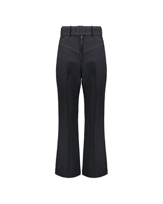 Ellery Blue Belted Contrast-Stitch Trousers