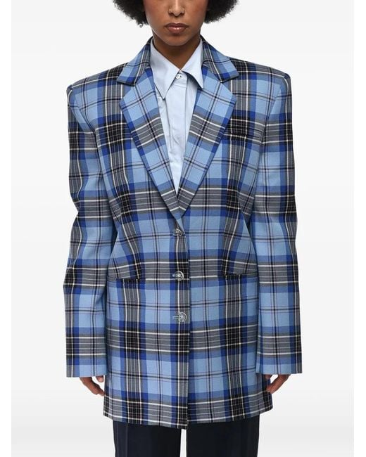 Off-White c/o Virgil Abloh Blue Tomboy Tartan Blazer