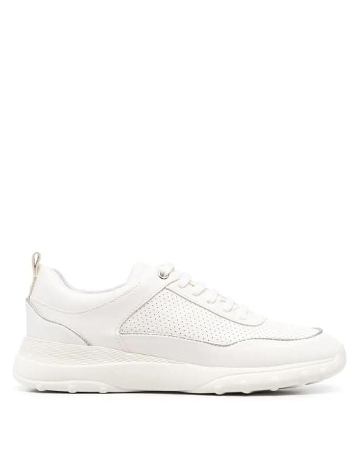 Geox White Alleniee Leather Sneakers