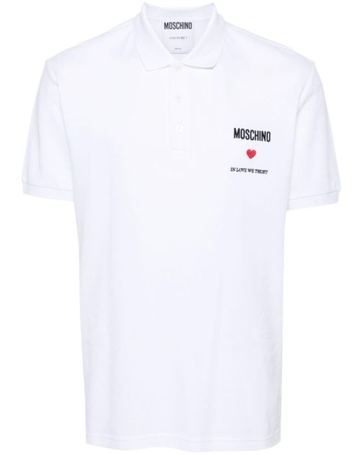 Moschino Poloshirt Met Borduurwerk in het White voor heren