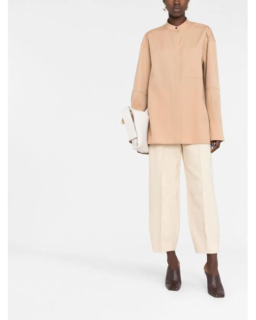 Jil Sander Natural Collarless Button-Front Shirt