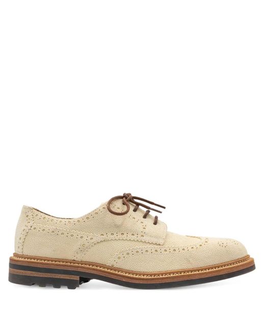 Brunello Cucinelli White Leather Derby Shoes for men