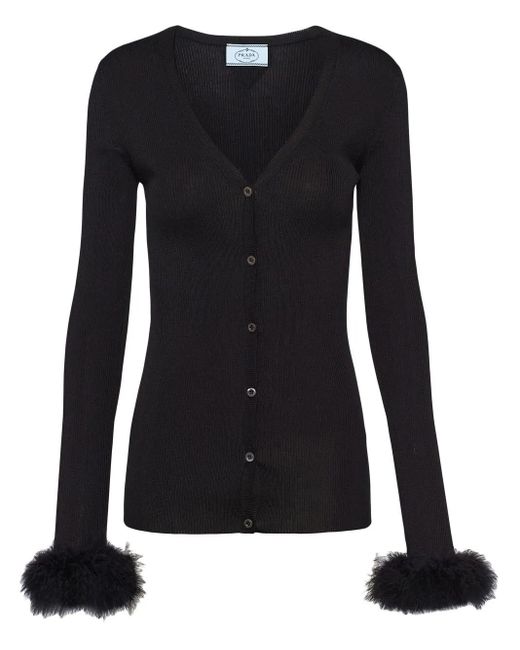 Prada Ribgebreid Vest in het Black