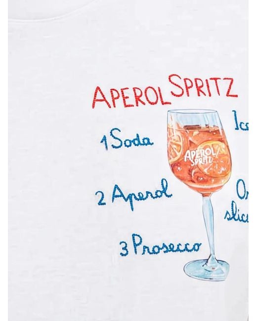 Mc2 Saint Barth White Portofino Cocktail-Embroidered T-Shirt for men