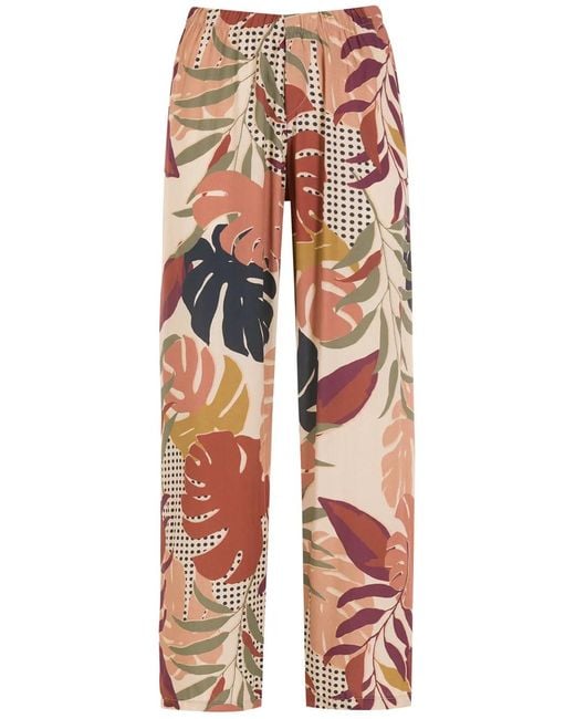 Amir Slama Multicolor Palm Leaf Print Straight Trousers