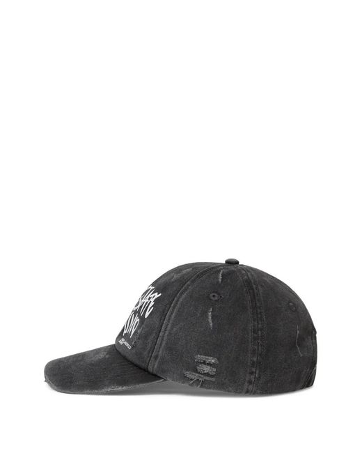 Karl Lagerfeld Black Washed Distressed-Effect Baseball Cap