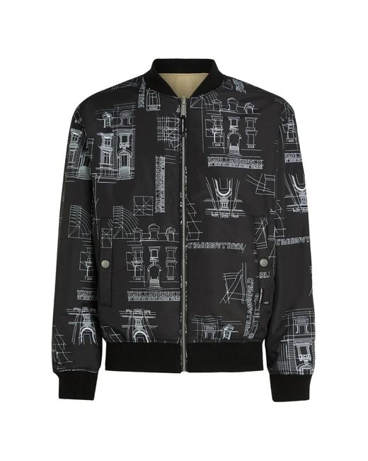 Karl Lagerfeld Black Sketch-Print Reversible Bomber Jacket for men