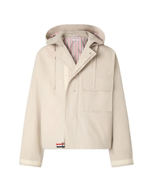 Thom Browne Natural Hooded Chest-Pocket Jacket for men