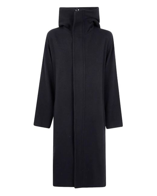 Y's Yohji Yamamoto Blue Hooded Wool Coat