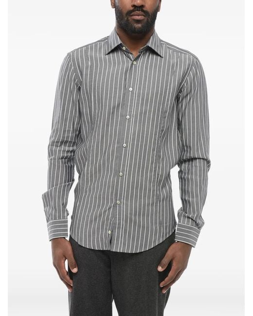 Brian Dales Gray Awning-Striped French-Collar Shirt for men