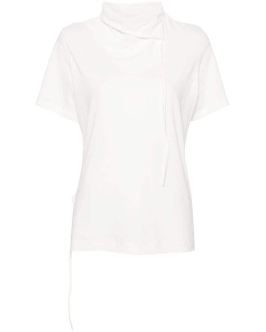 Yohji Yamamoto White T-Shirt mit Stehkragen