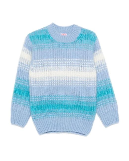 KENZO Blue Striped Crew-Neck Sweater