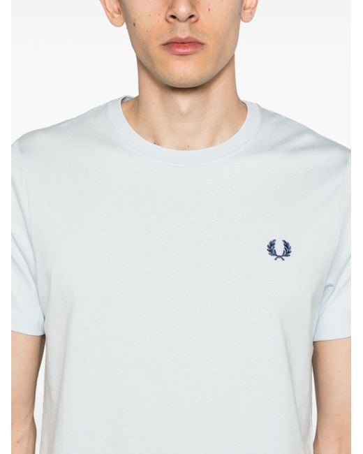 T-shirt con ricamo di Fred Perry in White da Uomo