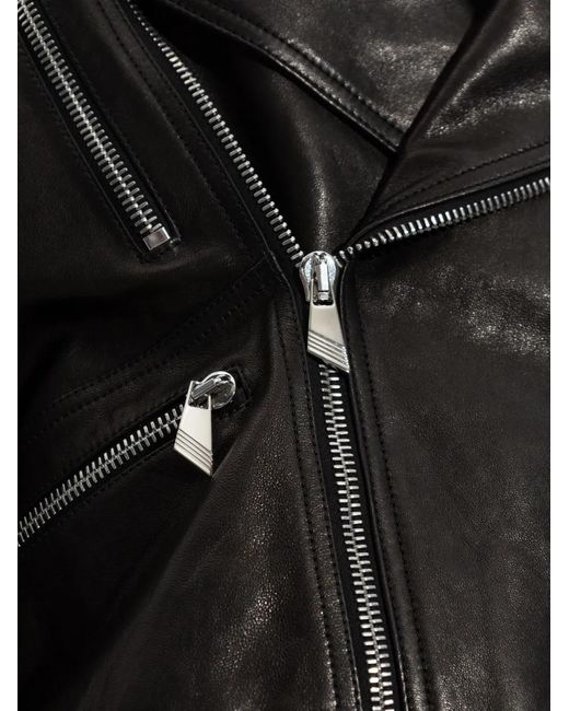 The Attico Black Leather Biker Jacket