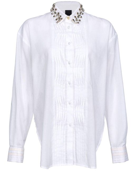 Camisa con apliques de strass Pinko de color White