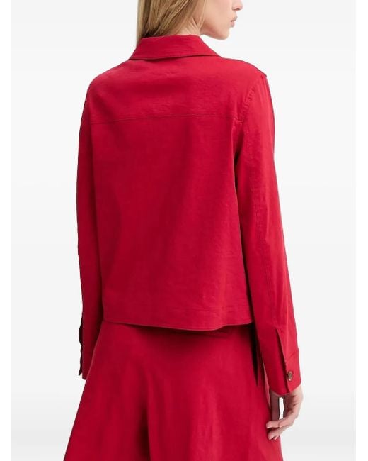 Theory Red Button-Fastening Flap-Pocket Jacket