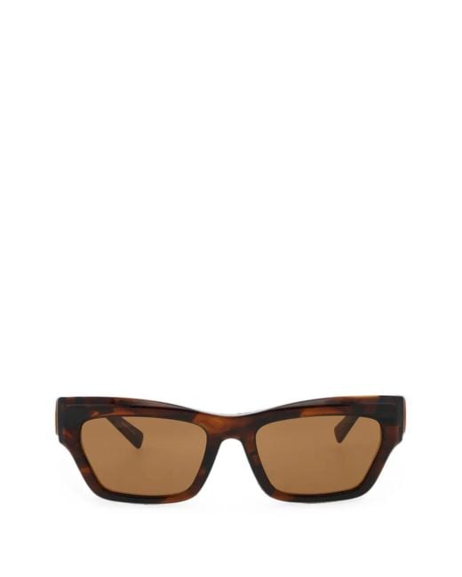 Longchamp Brown Tortoiseshell-Effect Logo-Plaque Sunglasses