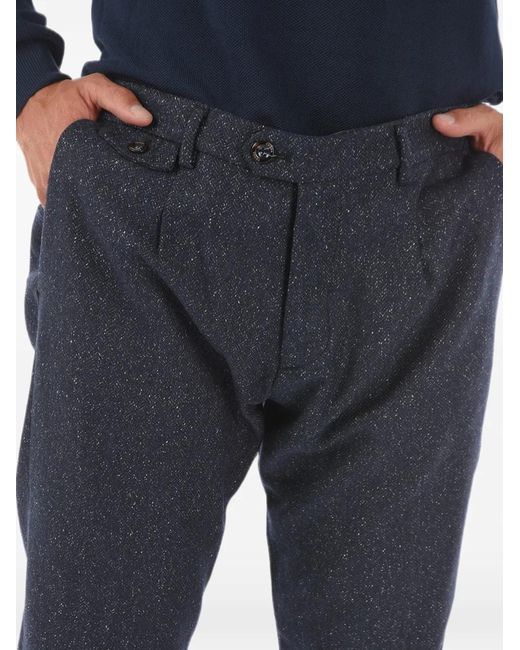 Cruna Blue Herringbone Pleated Trousers for men