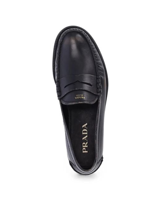 Prada Blue Leather Loafers for men