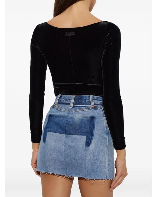 Vetements Black Velvet Long-Sleeve Bodysuit