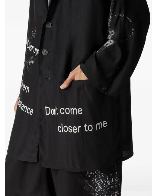 Yohji Yamamoto Black Buttoned Patterned Silk Jacket for men