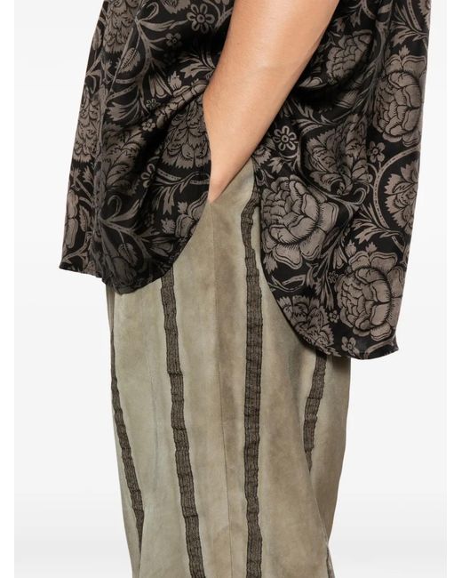 Uma Wang Natural Striped Drawstring Trousers for men