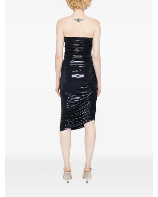 Norma Kamali Diana Lamé Midi -jurk in het Black