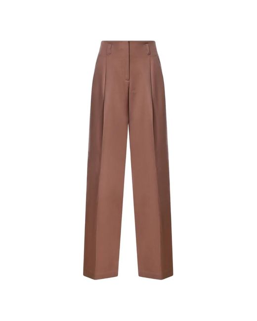 Golden Goose Deluxe Brand Brown Pleated Wide-Leg Trousers