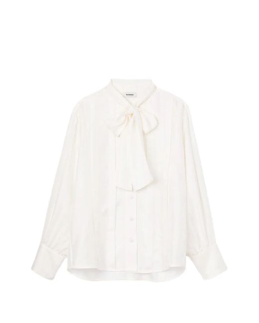 Sandro White Tie-Detail Silk Shirt