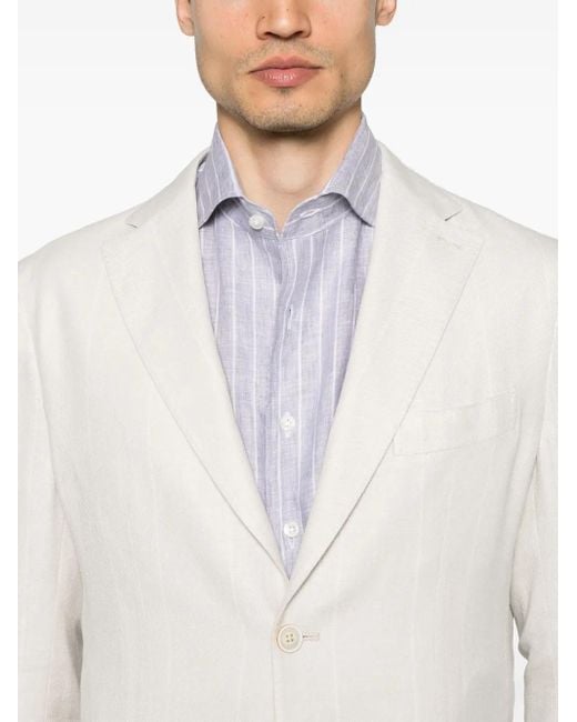 Eleventy White Pinstriped Suit for men