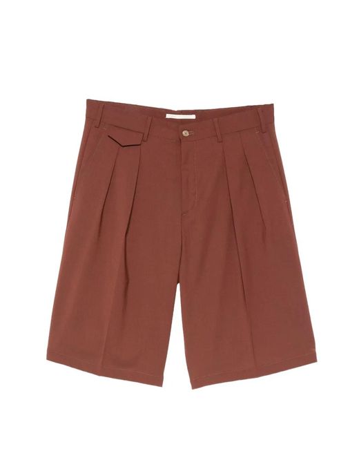 Briglia 1949 Red Bedfords Pleated Knee-Length Shorts for men