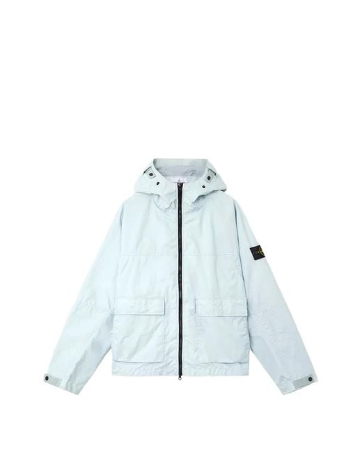 Chaqueta Con Capucha Y Parche Del Logo Stone Island de hombre de color Blue