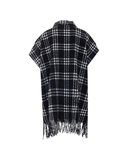 Liu Jo Black Check-Pattern Fringed Jacket