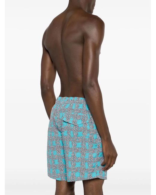 Amir Slama Blue Knot-Print Swim Shorts for men