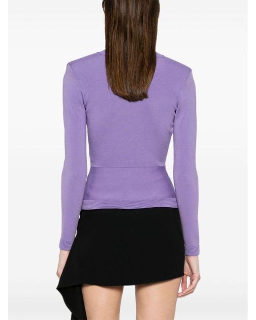 Elisabetta Franchi Purple Fitted Knitted Cardigan