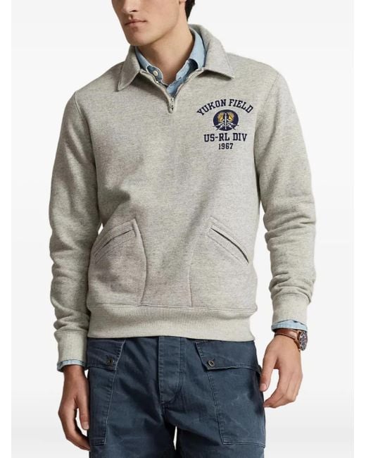 Polo Ralph Lauren Gray Zip-Collar Polo Shirt for men