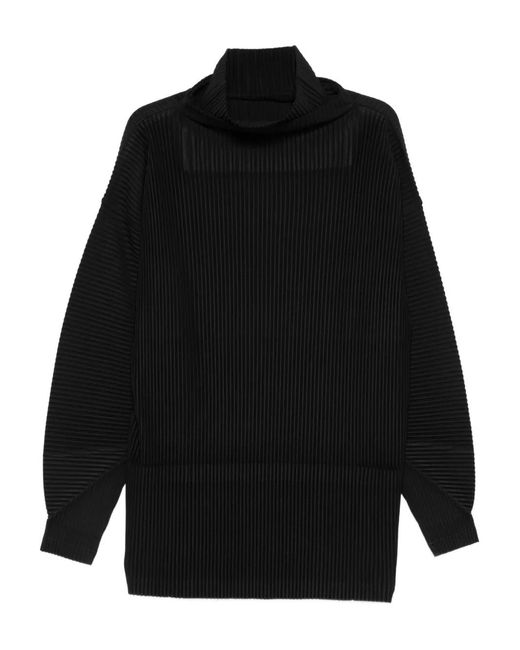 Homme Plissé Issey Miyake Black Roll-Neck T-Shirt for men