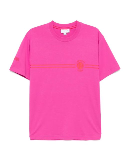 メンズ Lacoste プリント Tシャツ Pink