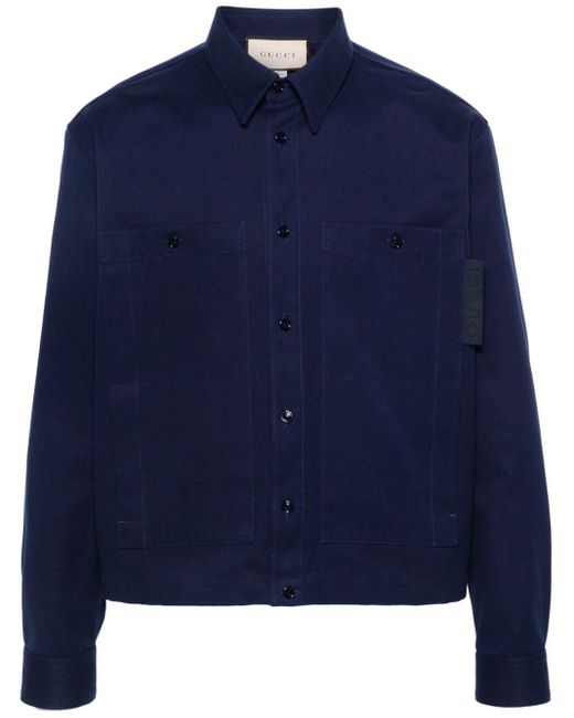 Chemise à étiquette logo Gucci pour homme en coloris Blue